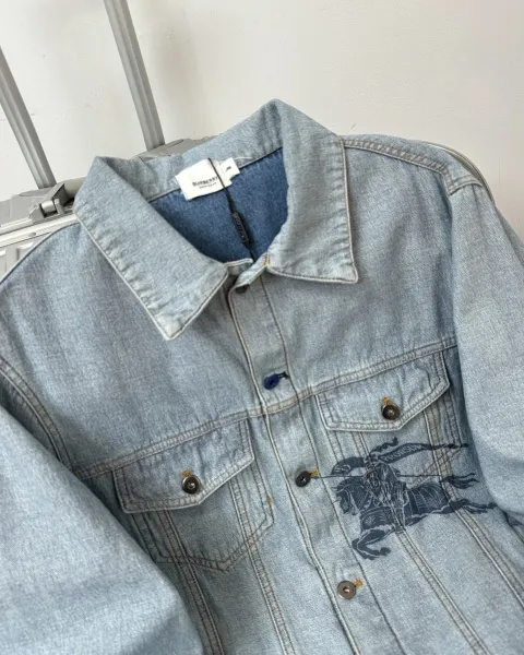 Burberry Equestrian Knight Denim Jacket Light Blue - 13