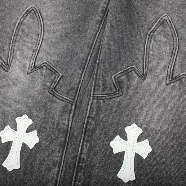 Chrome Hearts Cross Embroidered Distressed Gray Jeans - 10
