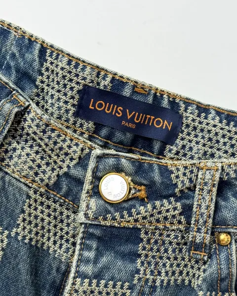 Louis Vuitton x Virgil Abloh Checkerboard Denim Jacket Blue Multicolor - 11