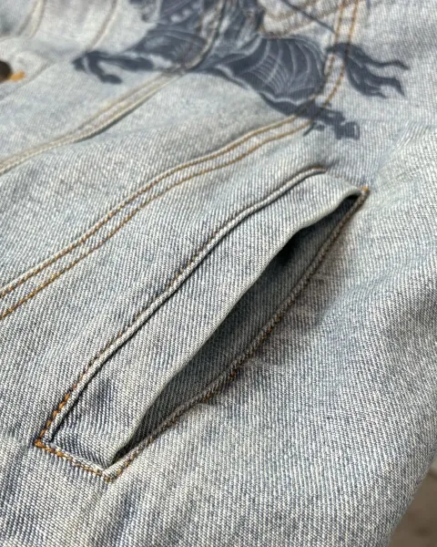Burberry Equestrian Knight Denim Jacket Light Blue - 16