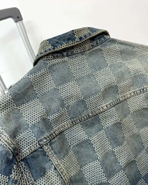 Louis Vuitton x Virgil Abloh Checkerboard Denim Jacket Blue Multicolor - 13
