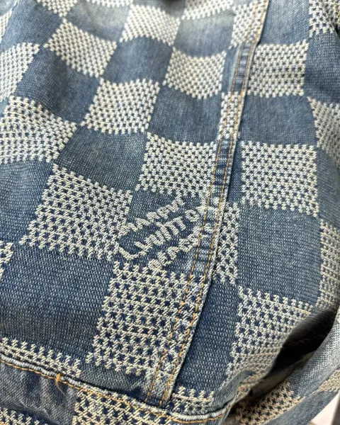 Louis Vuitton x Virgil Abloh Checkerboard Denim Jacket Blue Multicolor - 16