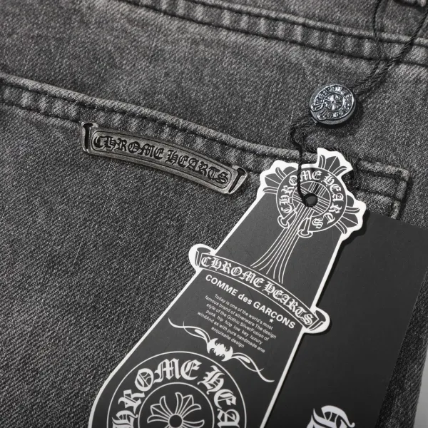 Chrome Hearts Cross Embroidered Distressed Gray Jeans - 17