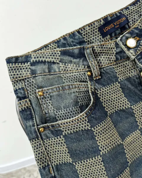 Louis Vuitton x Virgil Abloh Checkerboard Denim Jacket Blue Multicolor - 8