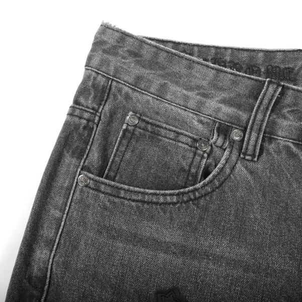 Chrome Hearts Cross Embroidered Distressed Gray Jeans - 13