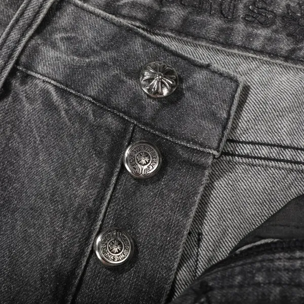 Chrome Hearts Cross Embroidered Distressed Gray Jeans - 8