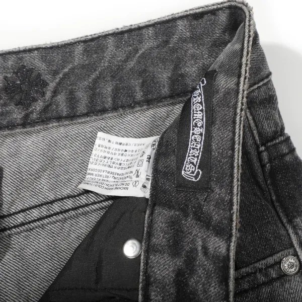 Chrome Hearts Cross Embroidered Distressed Gray Jeans - 6