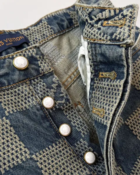 Louis Vuitton x Virgil Abloh Checkerboard Denim Jacket Blue Multicolor - 9