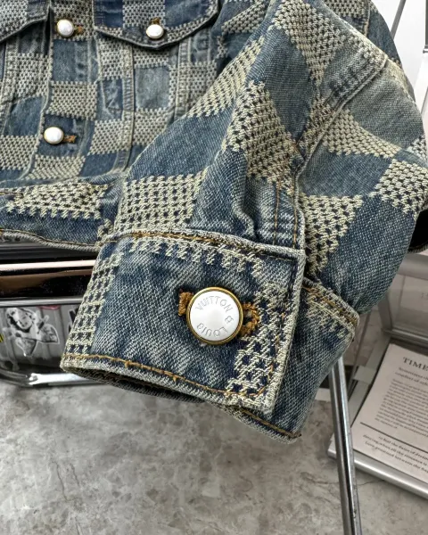 Louis Vuitton x Virgil Abloh Checkerboard Denim Jacket Blue Multicolor - 15