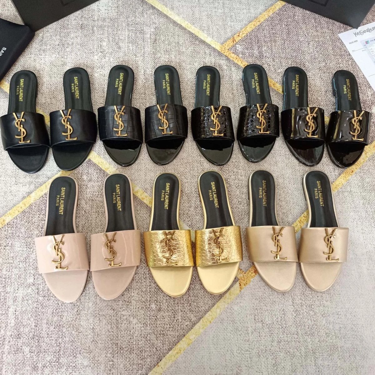 Saint Laurent Tribute Slide Red Patent Leather Slippers product detail 13 in Litbuy spreadsheet finds
