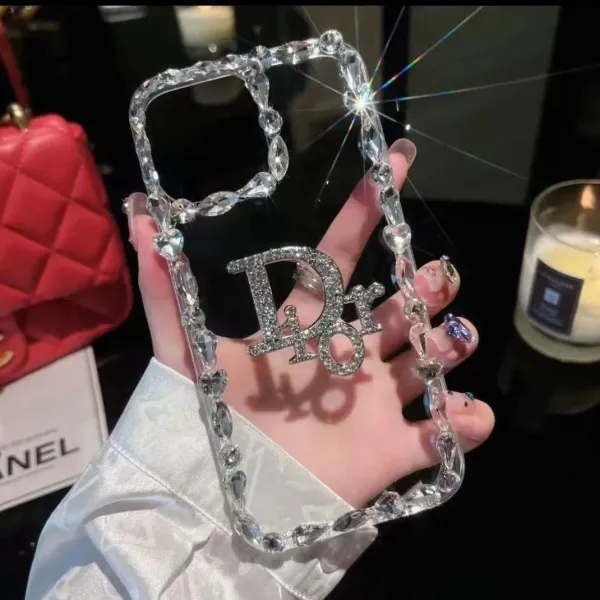 Dior Crystal-Embellished Logo Phone Case Transparent - 1