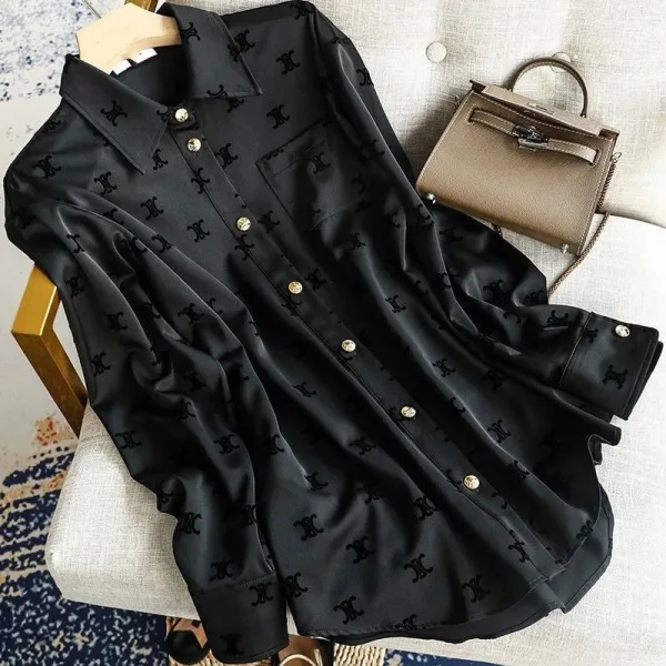 Chanel CC Monogram Silk Shirt Black - 1