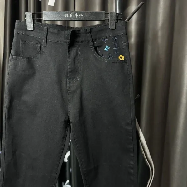 Louis Vuitton Monogram Embroidered Black Jeans - 5
