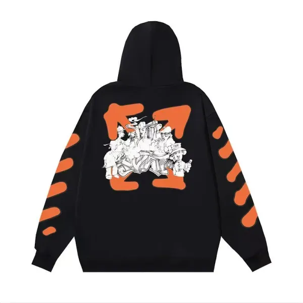 Off-White x Unknown Artist Graphic Hoodie Black Orange - 1