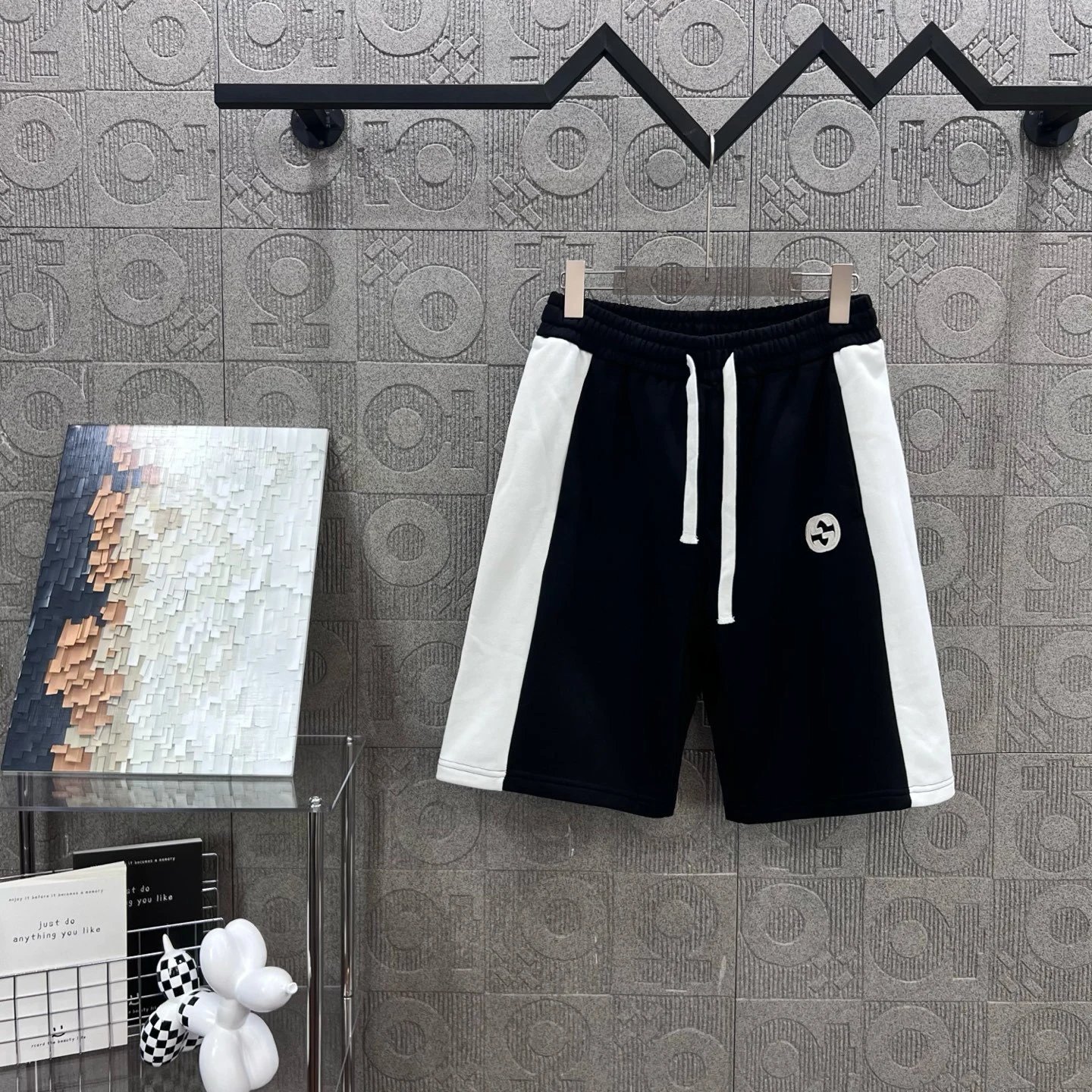 Gucci Web-Striped Cotton Sweat Shorts Gray - 14