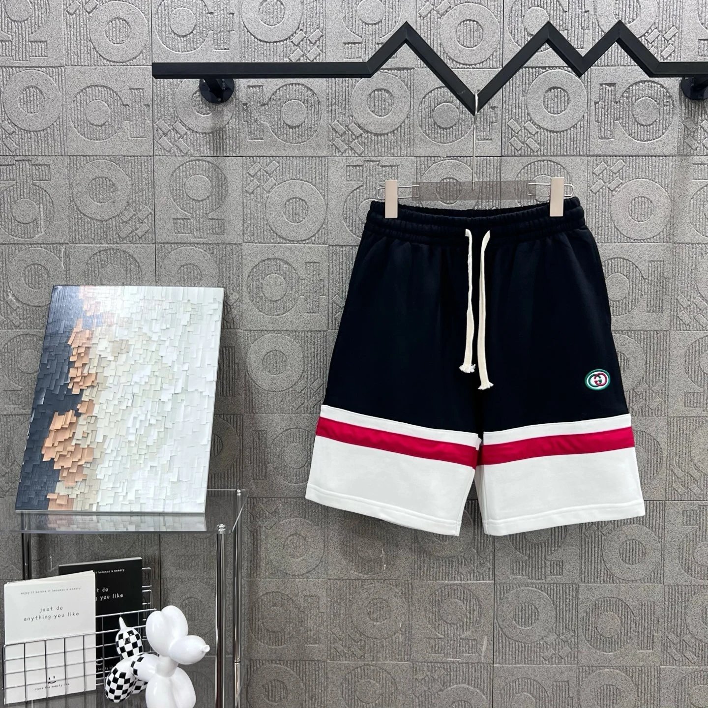Gucci Web-Striped Cotton Sweat Shorts Gray - 12
