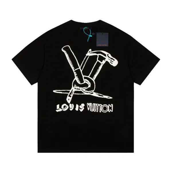 Louis Vuitton Hammer & Nail Graphic T-Shirt Black - 1