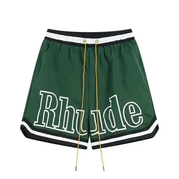 Rhude Palm Tree Embroidered Swim Shorts Brown Green - 12
