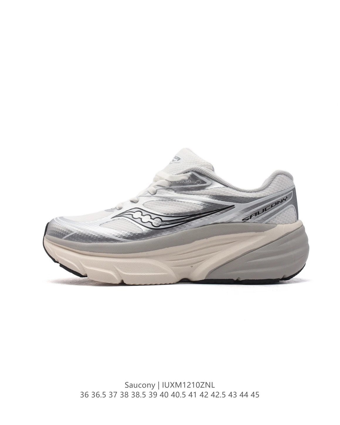 Saucony Guide 16 White Silver Running Shoes