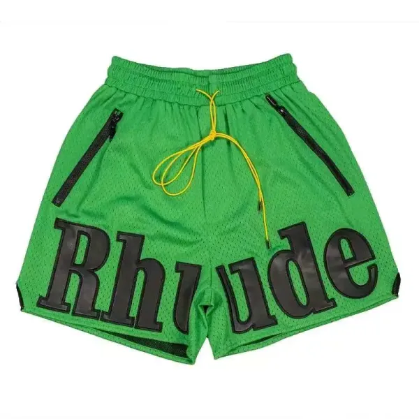 Rhude Palm Tree Embroidered Swim Shorts Brown Green - 13