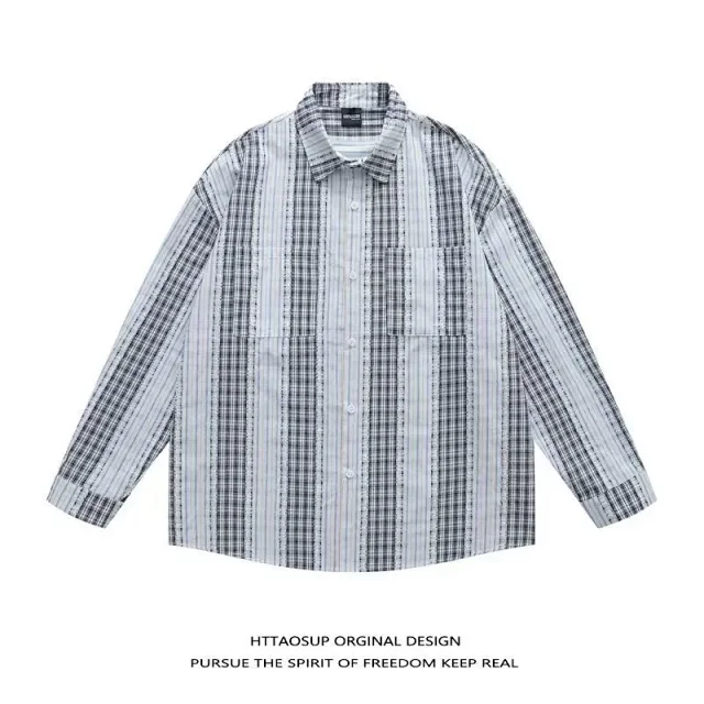 HTTAOSUP Shirts Loose-Fit Long-Sleeve Button-Up product detail image 5