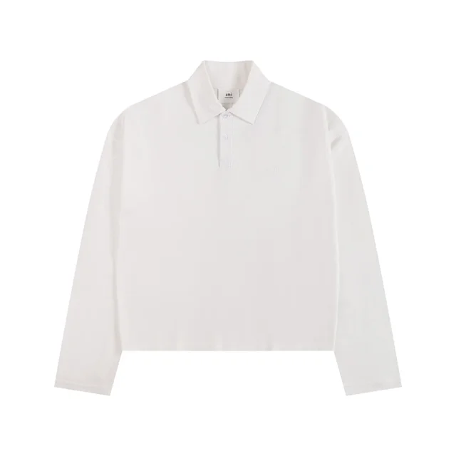 AMI Paris Shirts Long-Sleeve Polo Shirt with Heart A Logo product detail image 14