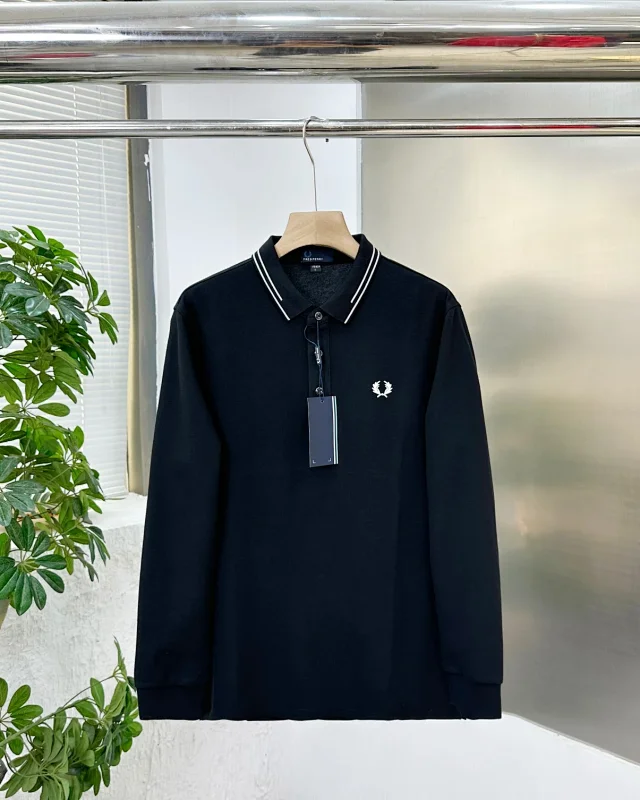 AMI Paris Shirts Long-Sleeve Polo Shirt with Heart A Logo product detail image 4