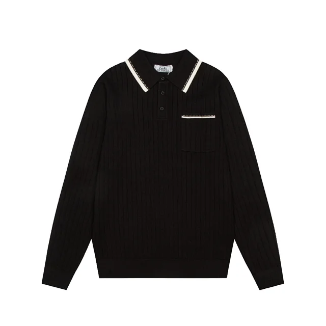 AMI Paris Shirts Long-Sleeve Polo Shirt with Heart A Logo product detail image 12
