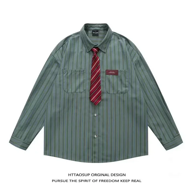 HTTAOSUP Shirts Loose-Fit Long-Sleeve Button-Up product detail image 8