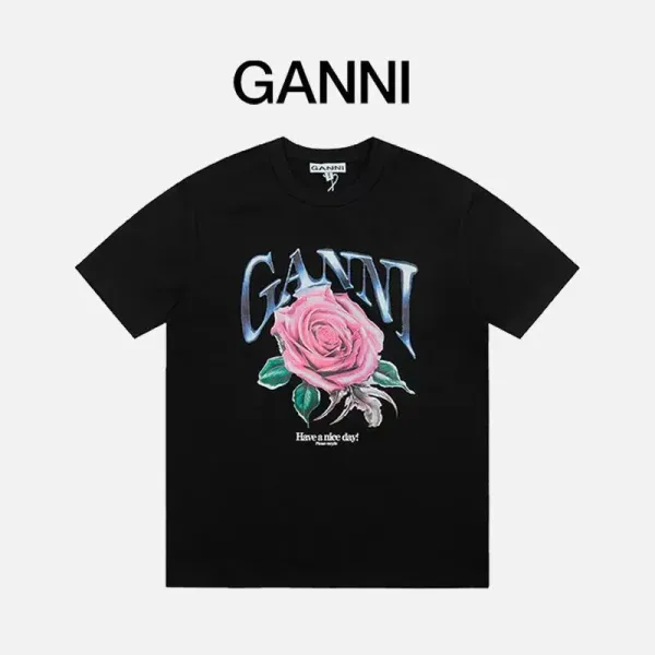 GANNI Smiley Graphic Print White T-Shirt - 12