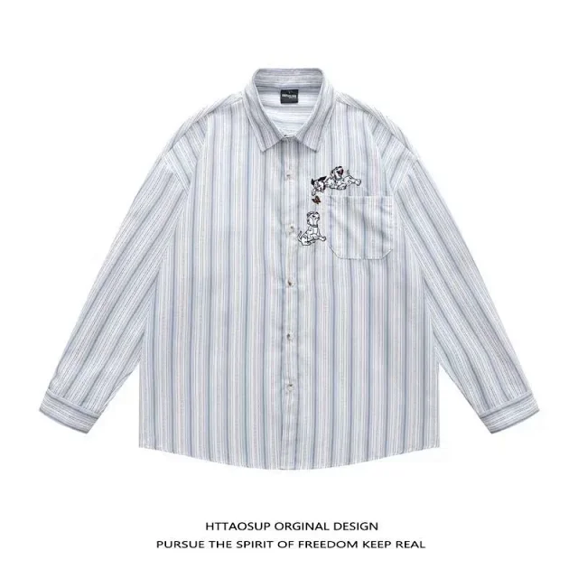 HTTAOSUP Shirts Loose-Fit Long-Sleeve Button-Up product detail image 3