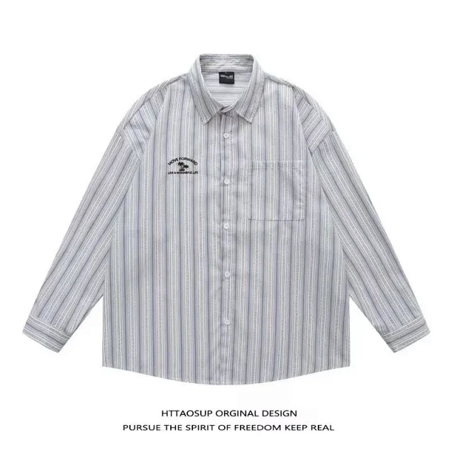 HTTAOSUP Shirts Loose-Fit Long-Sleeve Button-Up product detail image 9