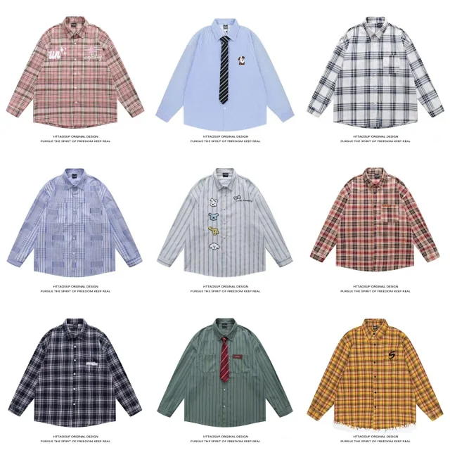 HTTAOSUP Shirts Loose-Fit Long-Sleeve Button-Up product detail image 1