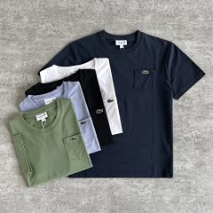 5 Colors Available ~ Men's 2025 Spring New Solid Color Versatile Comfortable Pocket Fish Logo Round Neck Short Sleeve T-Shirt | TH2827