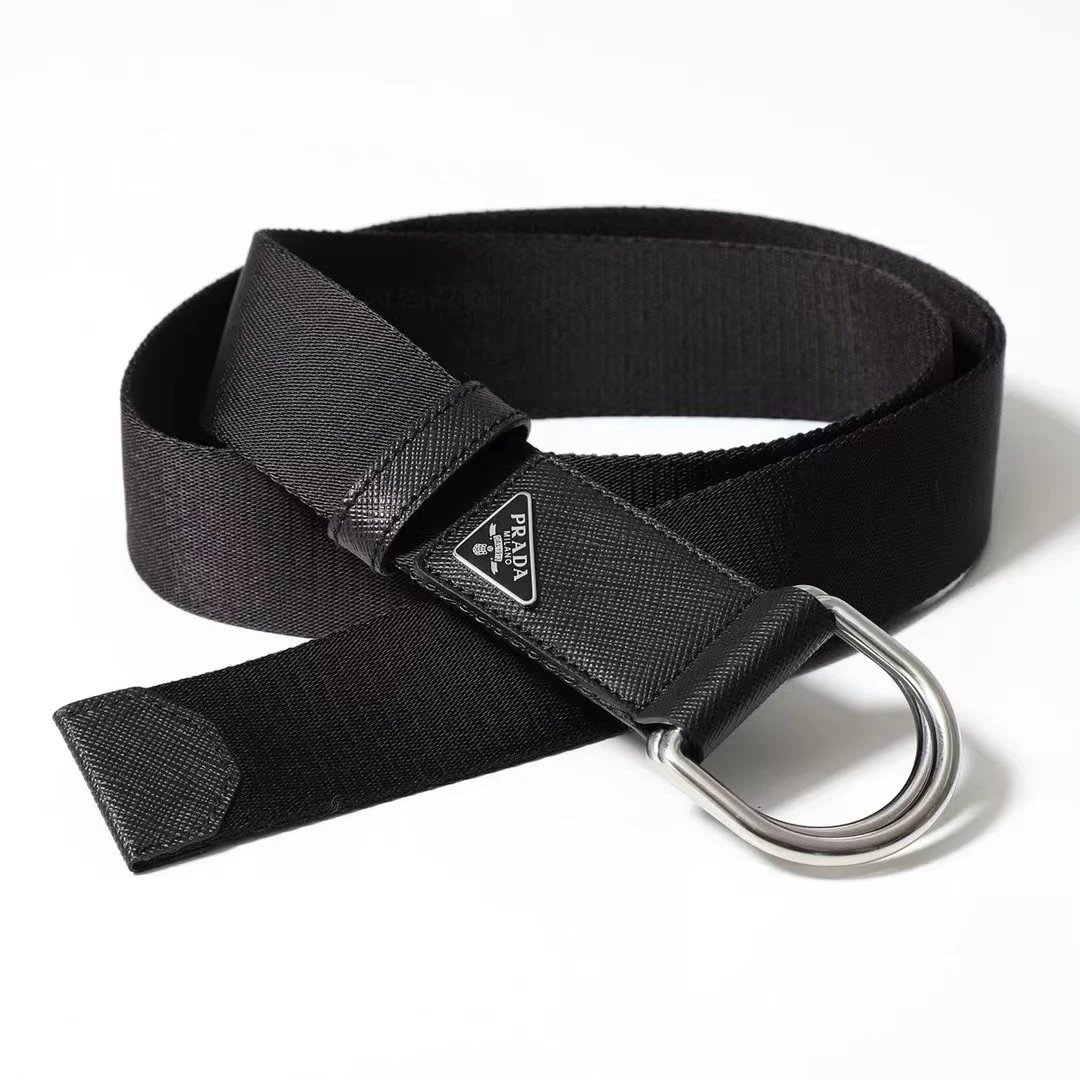 Pr Men's Classic Enamel Triangle Logo D-Ring Belt