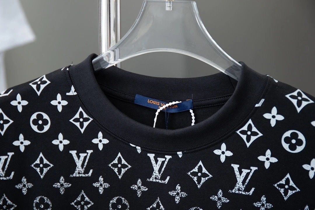 Louis Vuitton Black Monogram Cotton Crew Neck T-Shirt