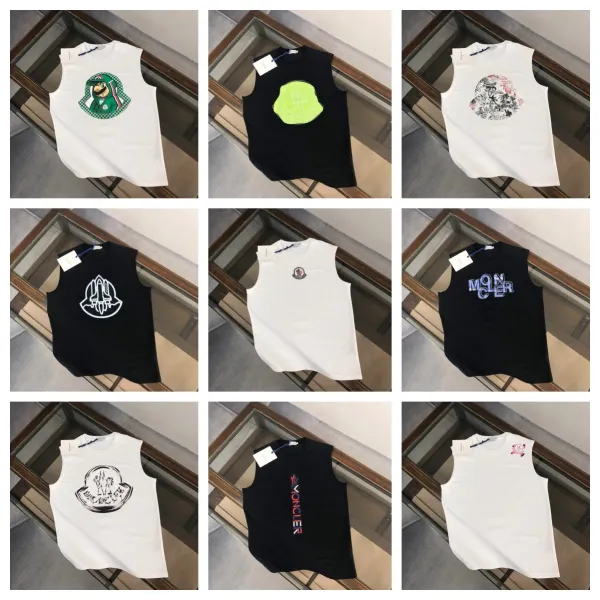 Moncler Logo Print Black Sleeveless Top Vest Top - 3