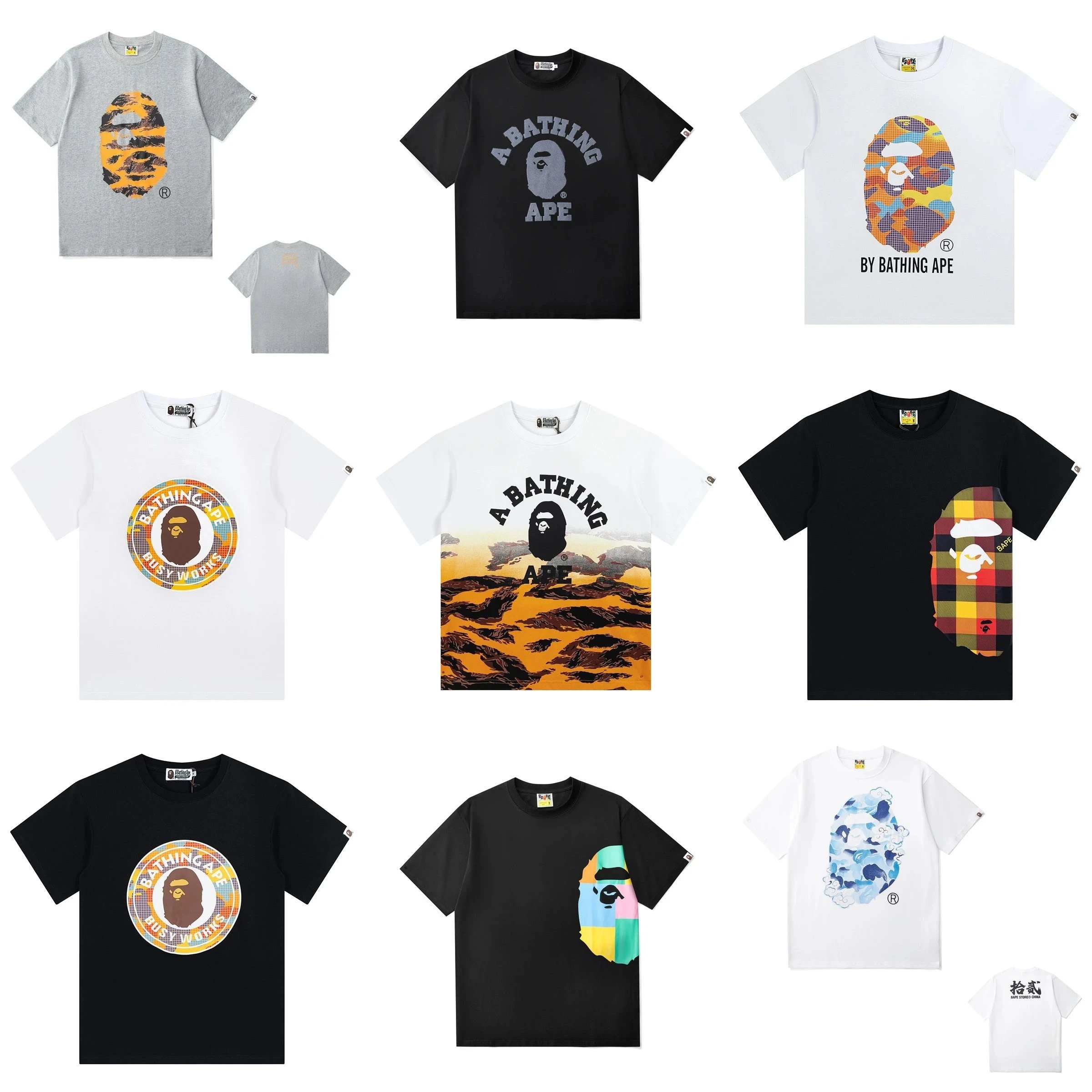 A Bathing Ape Multi Color Graphic T-Shirt Collection