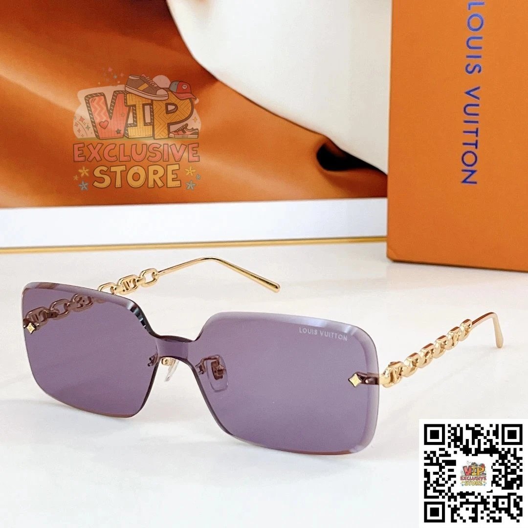 Louis Vuitton Chain Rimless Gradient Pink Purple Sunglasses - 5