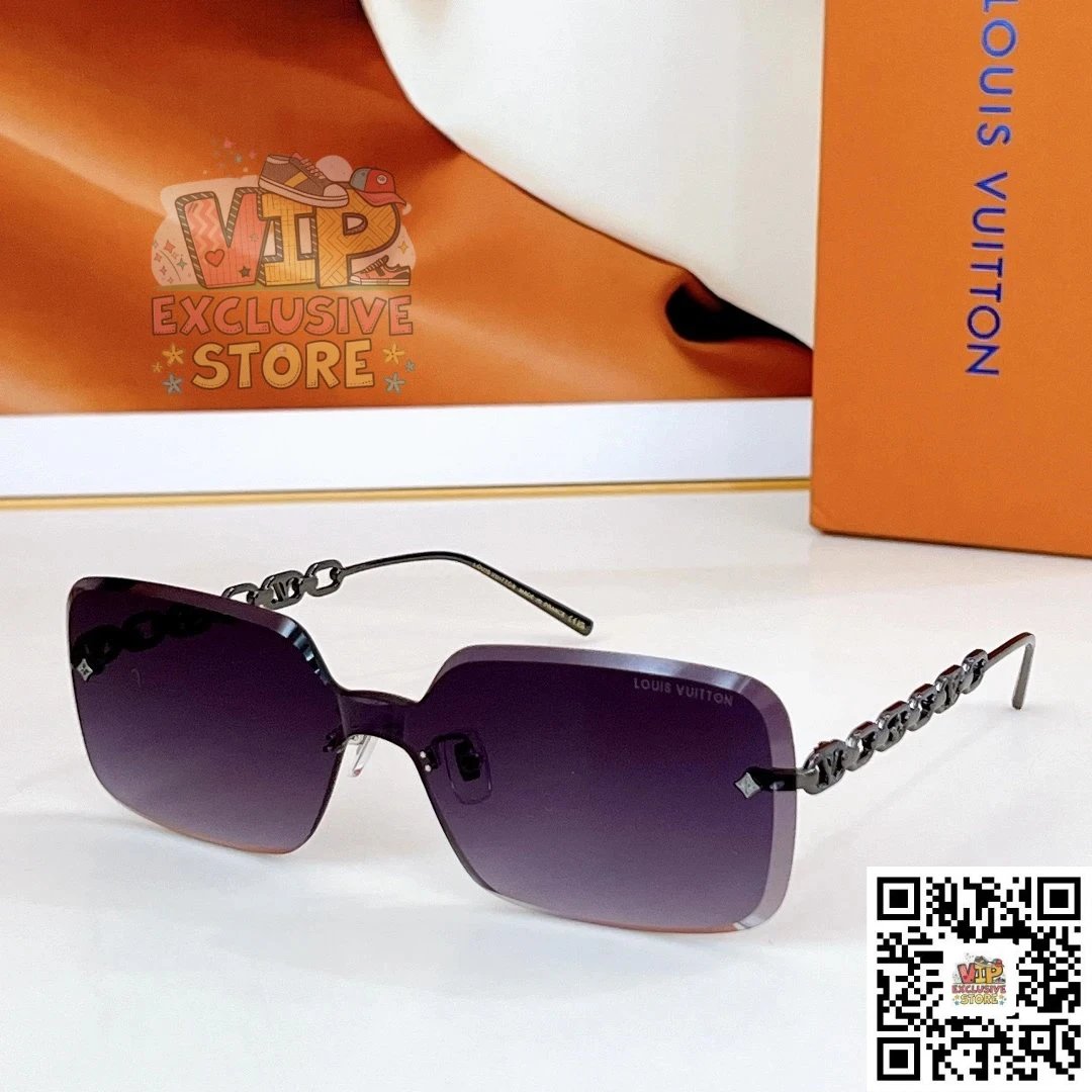 Louis Vuitton Chain Rimless Gradient Pink Purple Sunglasses - 11