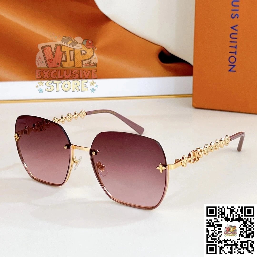 Louis Vuitton Chain Rimless Gradient Pink Purple Sunglasses - 14