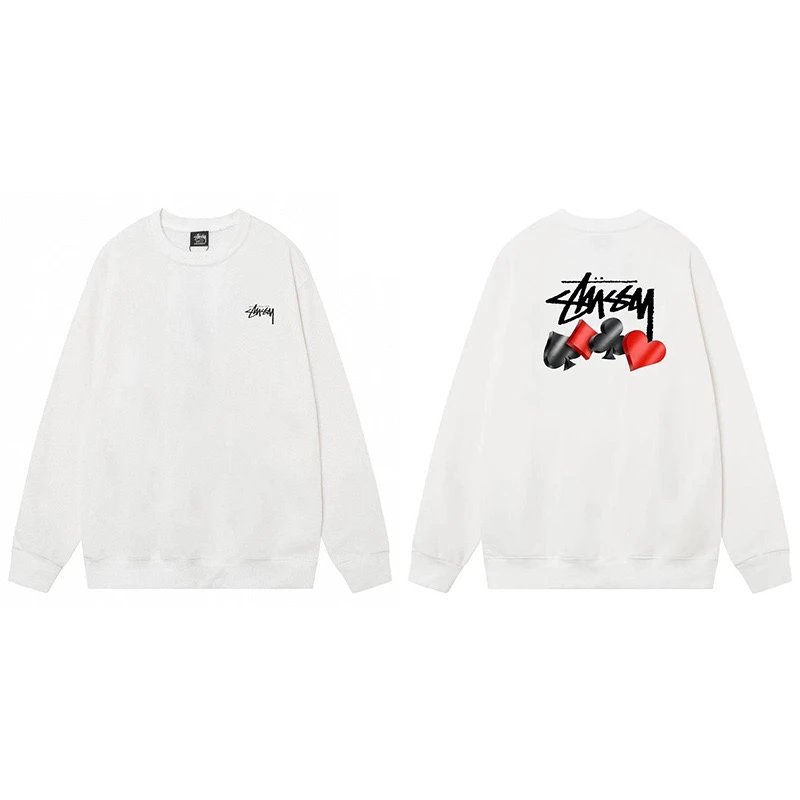 Stussy Card Suits Crewneck Sweatshirt White