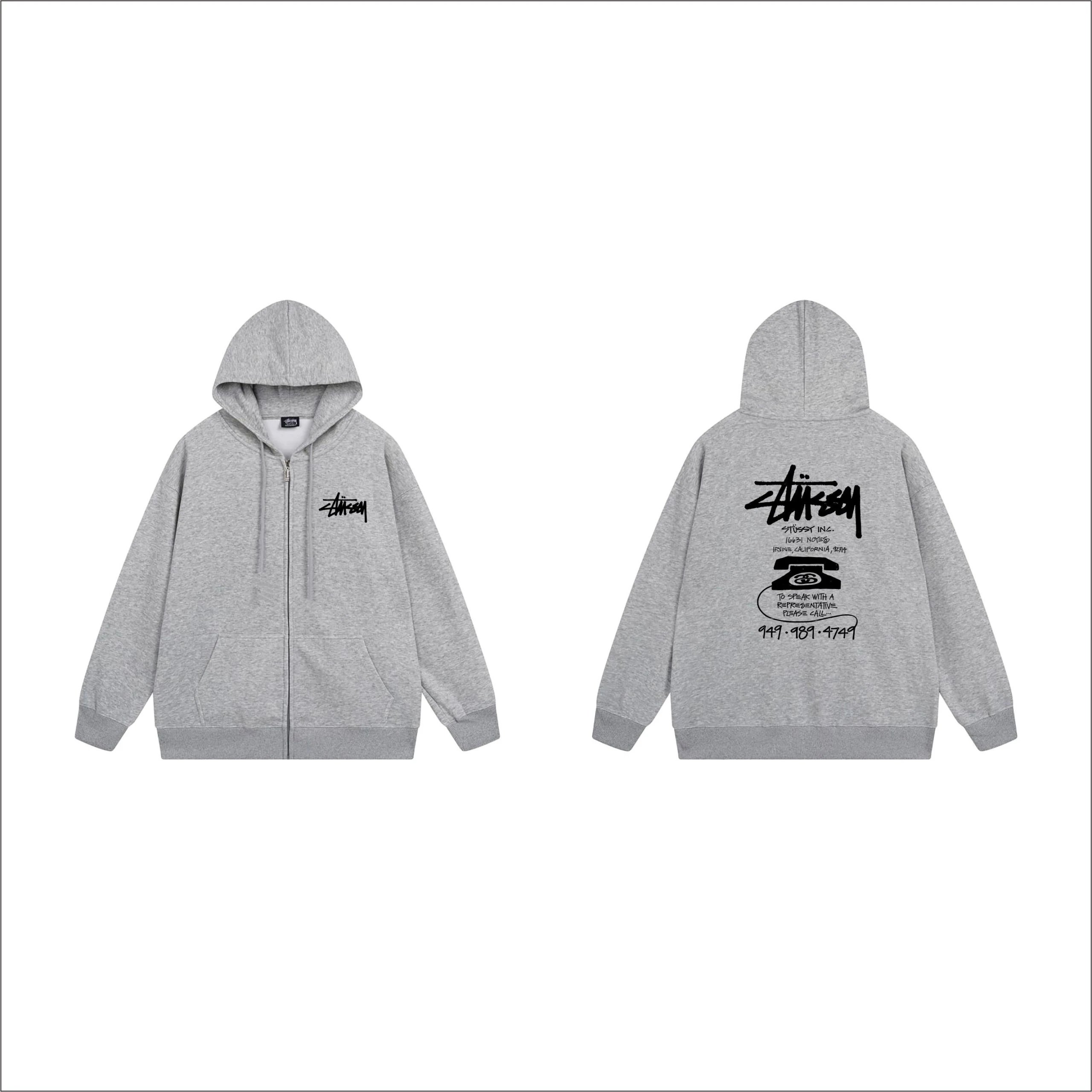 [DX-] Zip-Up Hoodie Sweatshirt with Print, Unisex Casual Coat for Fall/Winter