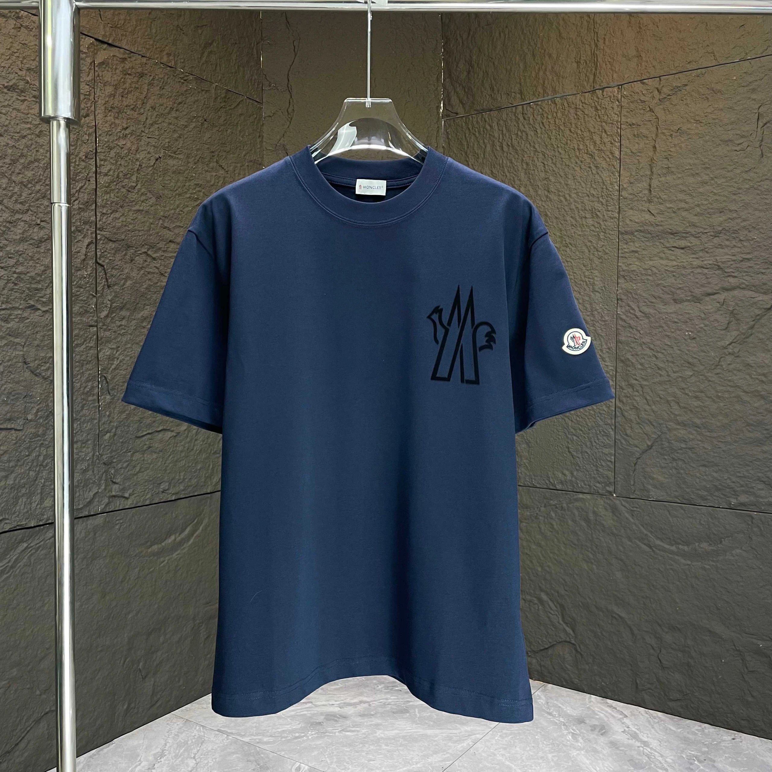 Moncler Mountain Logo Tee Navy Blue