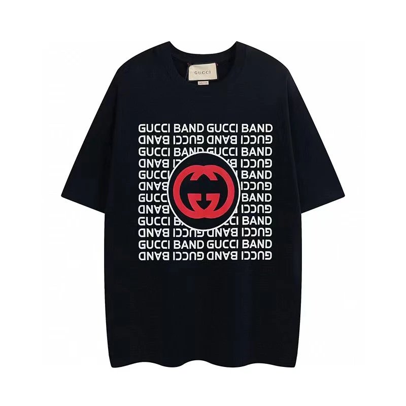 Gucci Band Repeat Print GG Logo Tee Black