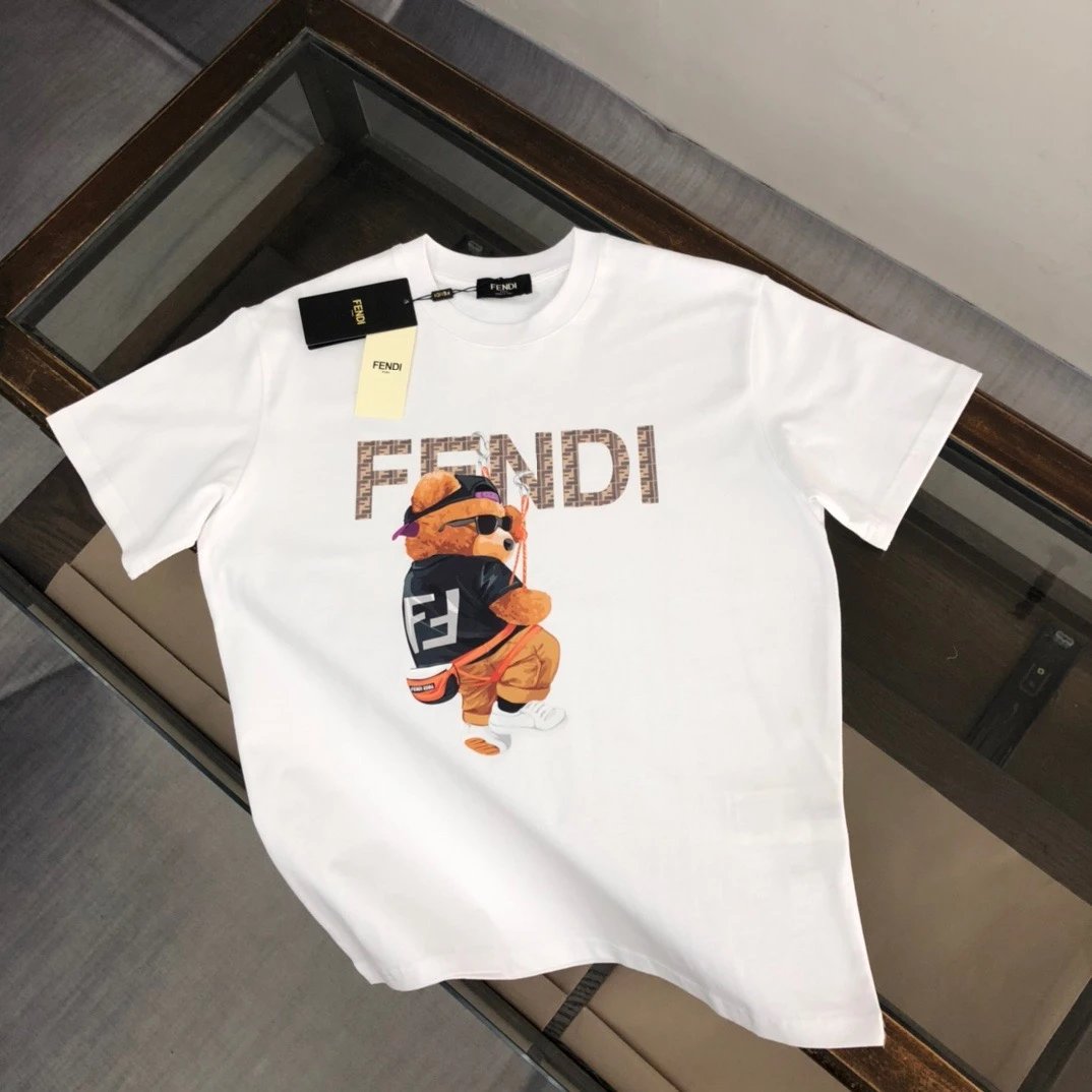 Fendi Teddy Bear FF Logo Tee White