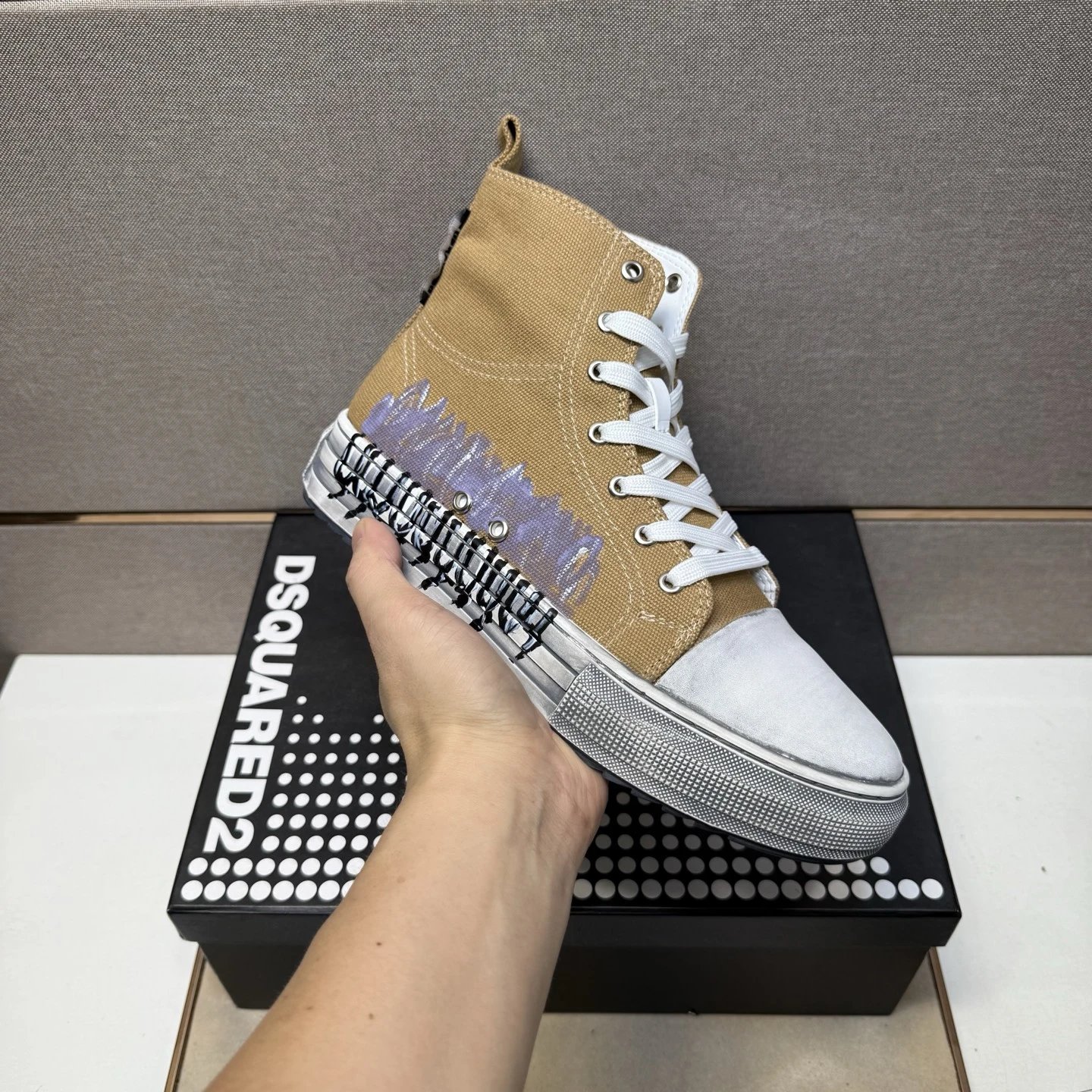Dsquared2 Logo-Embellished Chunky Sneakers White Brown Gold - 11