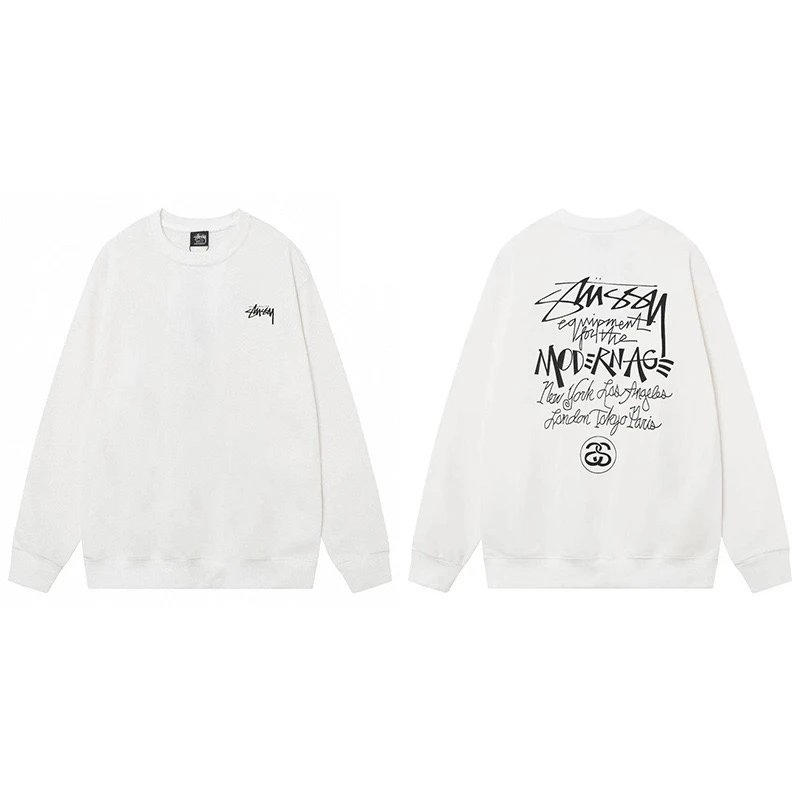 Stussy Equipment Modern Age Crewneck White