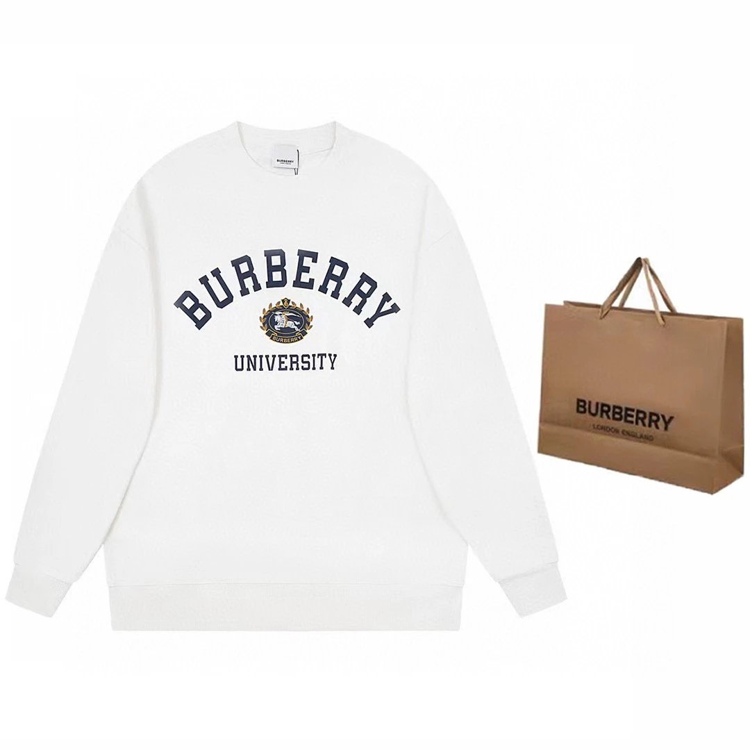 Burberry Logo Print Crewneck Sweatshirt White Hoodie - 8
