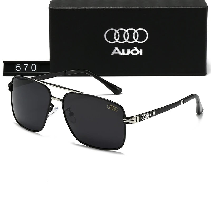 Design Audi Aviator-Style Sunglasses Black Silver Sunglasses - 4
